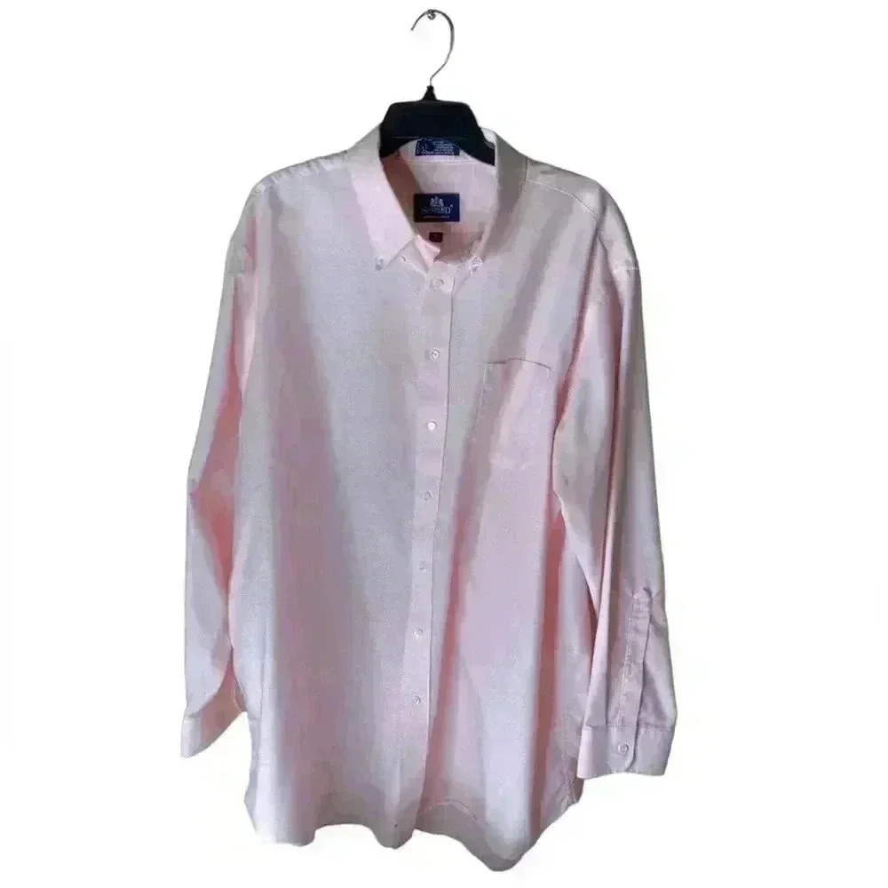 Stanford Oxford Dress Shirt Men's Size Big & Tall Neck 19 Wrinkle-Free Pocket
